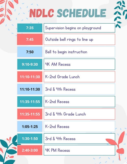 NDLC School Schedule
